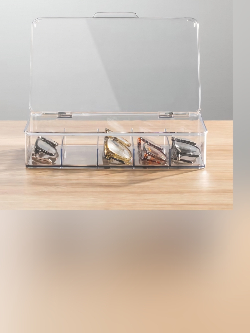Eyeglass Case Storage Organizer with Hinged Lid 